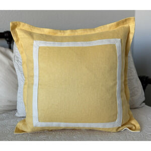 POTTERY BARN 100% Linen Textured 20x20 Pillow Cover Reverses To Cream EUC Square